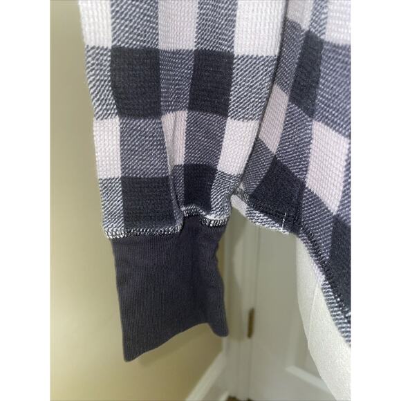 Victoria's Secret long sleeve top Women Small Black Gray Check Pullover Waffle - Picture 3 of 9